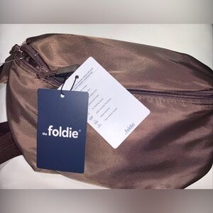 The Foldie Belt Bag Fanny Pack NWT Brown Nylon Crossbody Travel RFID Safe